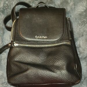 Calvin Klein Black Pebbled Leather Mini Backpack